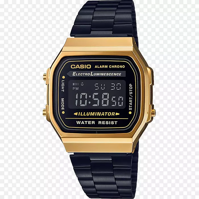 手表卡西欧计时表服装金色手镯