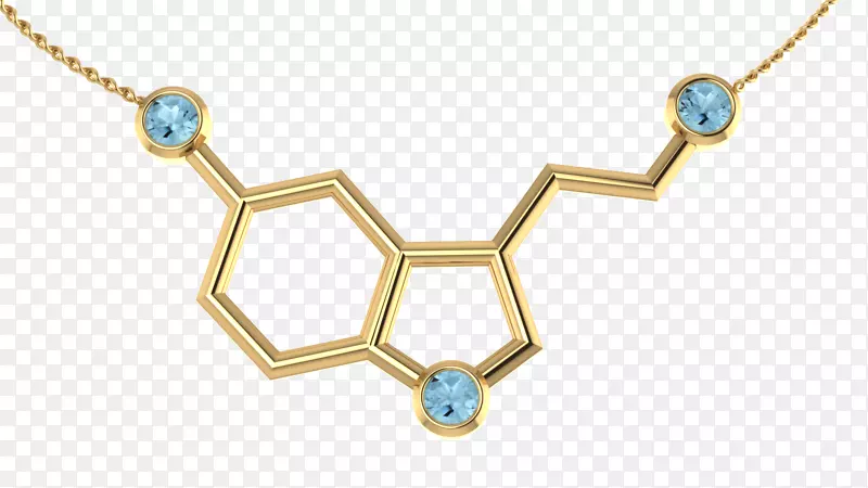 5-羟色胺项链分子魅力和耳环-银项链