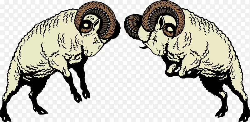 羊搏击剪贴画-绵羊年