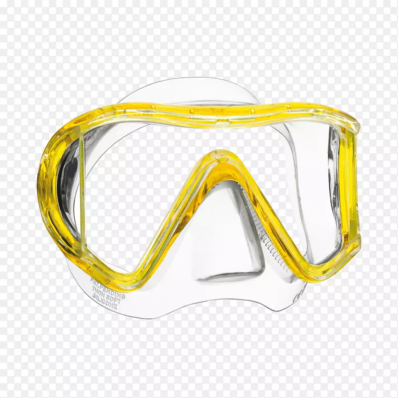 母马潜水和潜水面具水下潜水套.黄色防晒霜