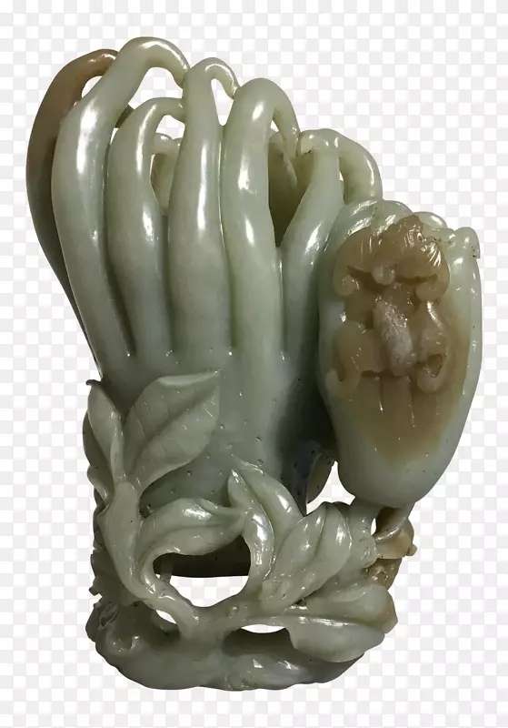 青瓷花瓶硬石雕刻玉雕-青瓷
