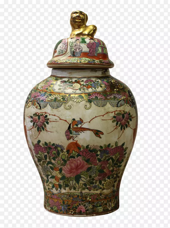 花瓶、陶瓷、瓷器、玫瑰-传统绘画装饰