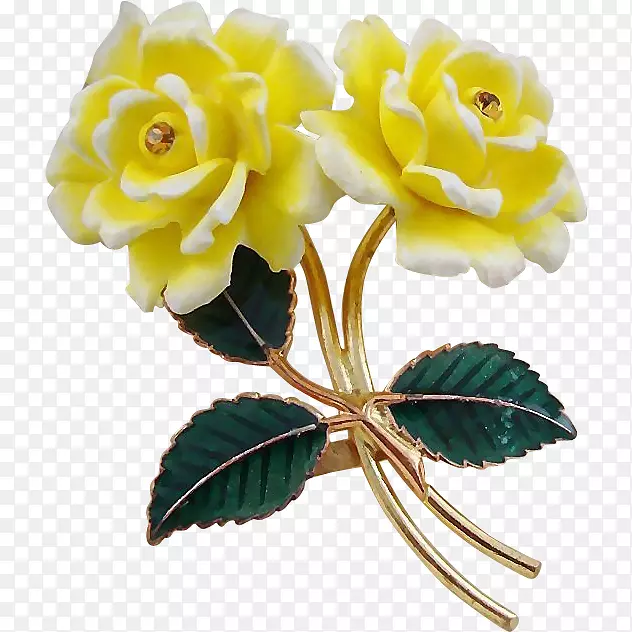 花园玫瑰双面玫瑰胸针黄色复古阳光带黄色条纹