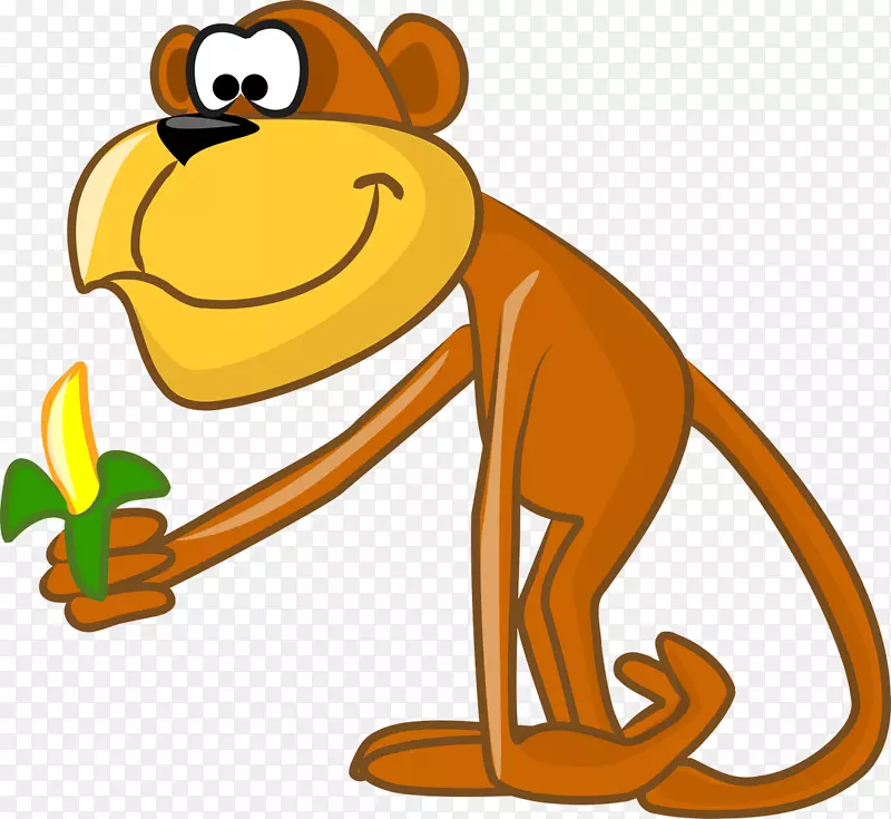 带香蕉艺术剪贴画的猴子.卡通猴子