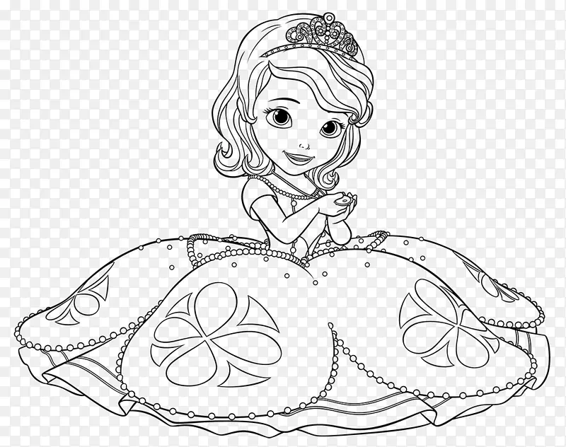 公主琥珀色画册画公主蝴蝶迪斯尼少年-母亲和儿童绘画插画单张