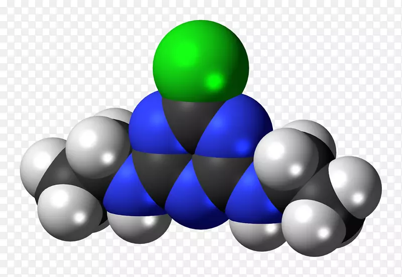 空间填充模型西马嗪1，3，5-三嗪分子JMOL-油分子