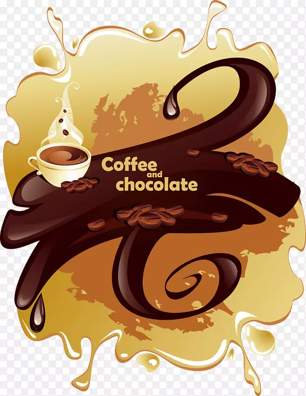 咖啡牛奶咖啡厅巧克力覆盖咖啡豆咖啡