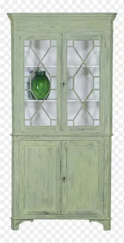 橱柜自助餐和餐具，木质污渍柜，绿色橱柜