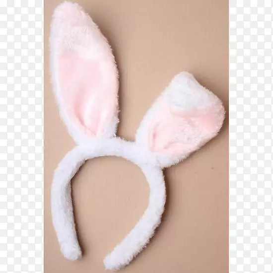 兔耳毛头巾粉红兔