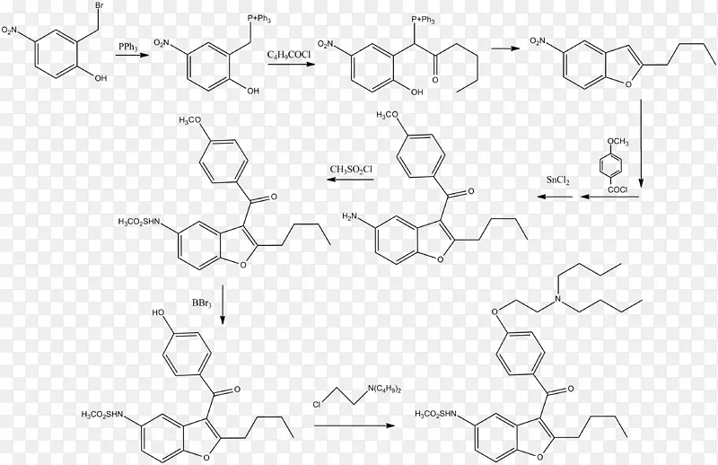 盐酸罗奈达龙胺碘酮利多卡因药物化学合成氢