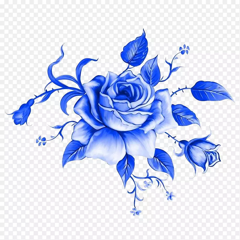 蓝玫瑰画旧衣服花