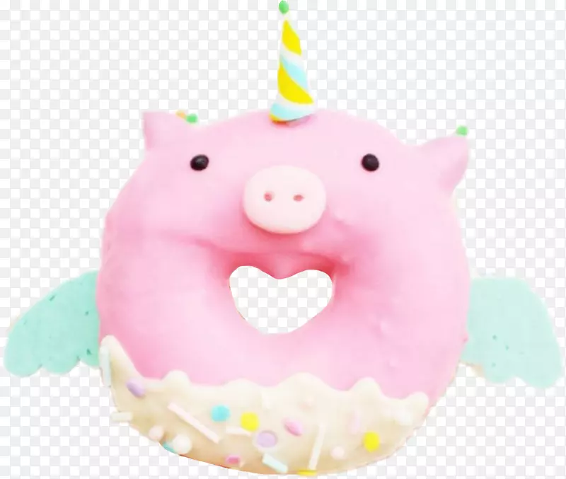 猪奶油蛋糕装饰皇家糖霜鼻子-粉红色甜甜圈