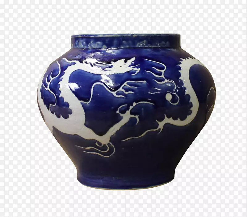 蓝、白陶花瓶陶瓷钴青瓷