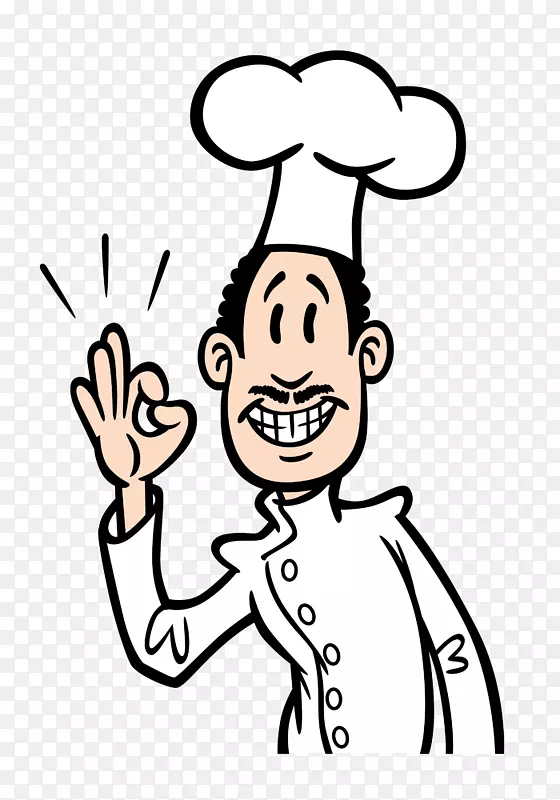 卡通线条艺术笑夹艺术-卡通厨师帽