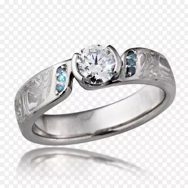 订婚戒指，蓝宝石，结婚戒指，烟雾-罗德里格斯岛的单人纸牌鸟