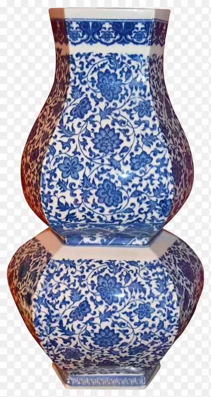 蓝、白陶花瓶陶瓷钴青瓷-青花瓷