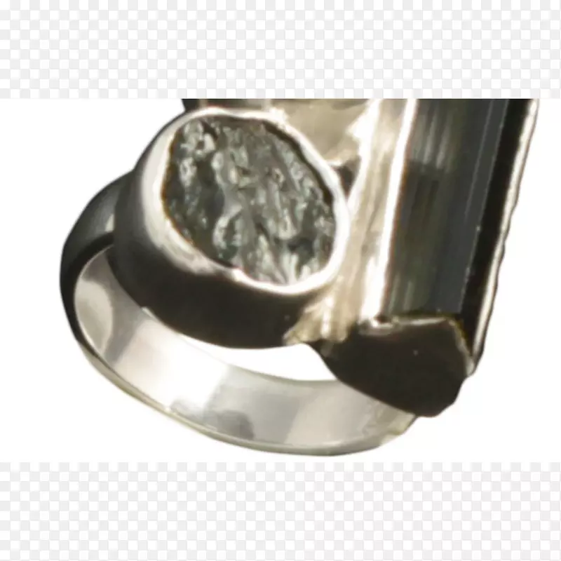 环电气石银首饰矿物戒指