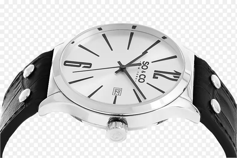 手表表带皮革石英钟-黑色漆器阿拉伯数字PNG免费下载