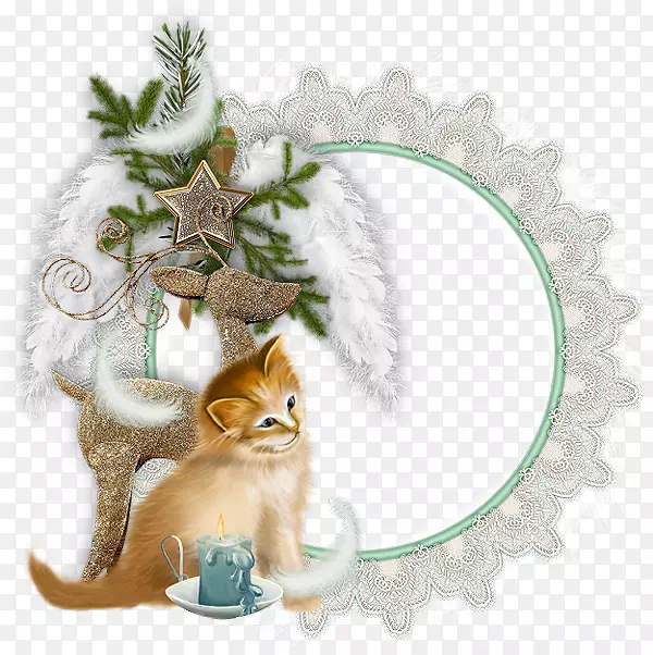 圣诞节装饰画框小猫-圣诞节
