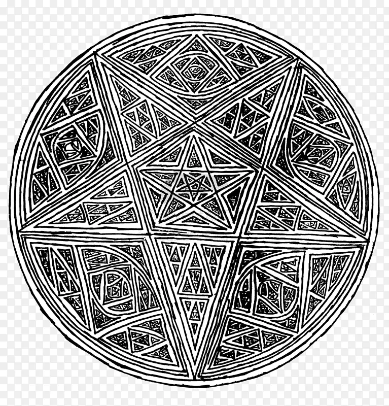 五角星符号神圣几何图形重叠圆网格.五方格
