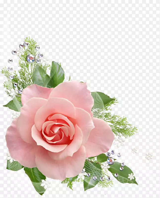 粉红插花艺术-彩绘玫瑰