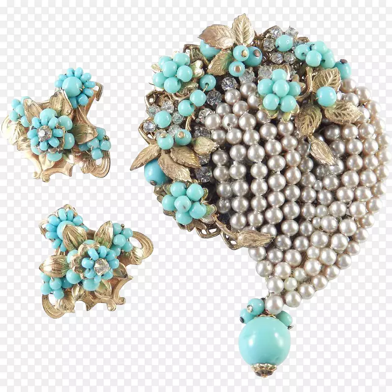 绿松石耳环胸针仿宝石和莱茵石珠宝首饰.珠宝