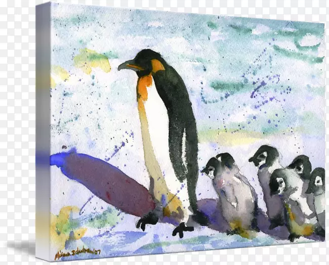 企鹅王水彩画艺术-企鹅