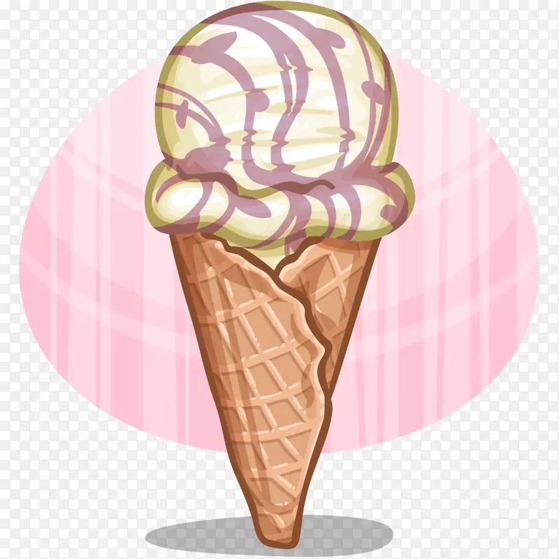 那不勒斯冰淇淋圆锥形圣代巧克力布朗尼-涟漪
