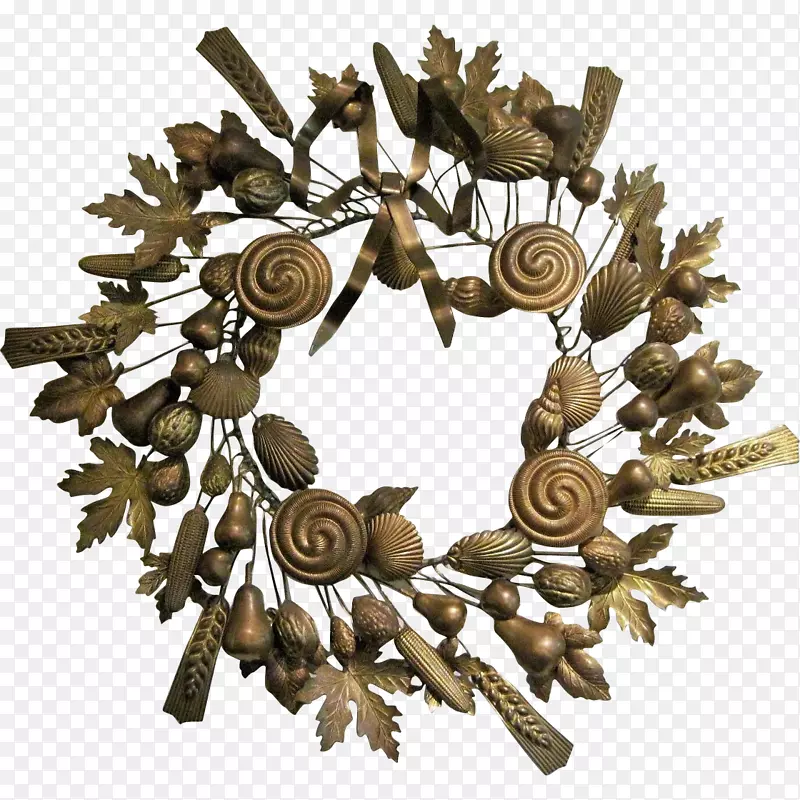 古色古香的小枝，黄铜秋天-橄榄树花环