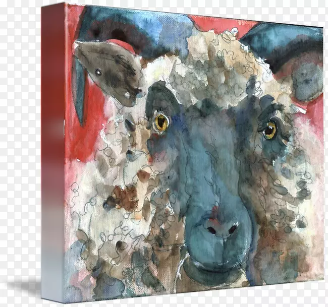 羊水彩画画廊包版画-羊