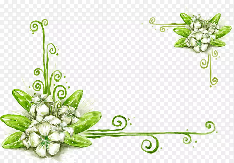 桌面壁纸绿色剪贴画手绘花卉图标