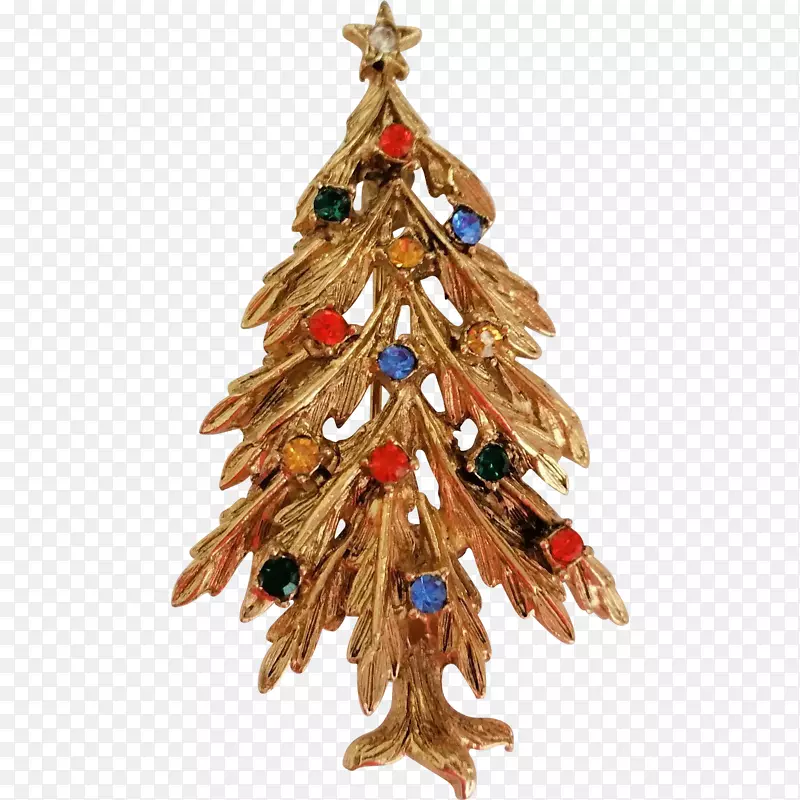 圣诞树胸针仿宝石和莱茵石别针珠宝.金色霓虹灯圣诞树