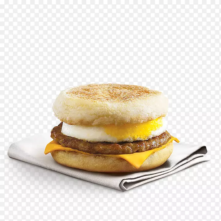 英式松饼，麦当劳香肠，麦穆芬培根，鸡蛋和奶酪三明治早餐煎饼-早餐
