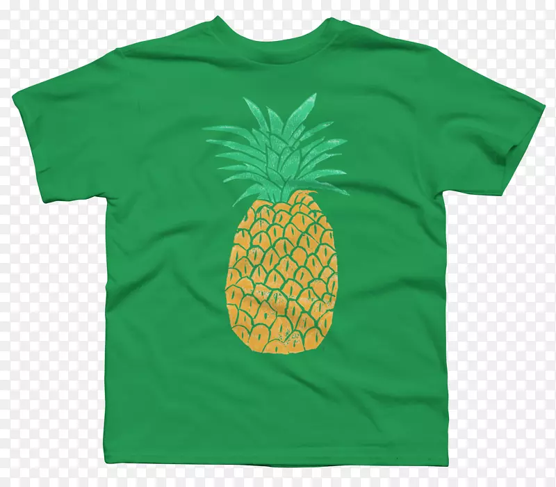 t恤袖子绿色字体手绘菠萝