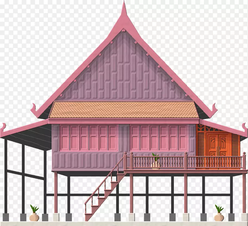泰国传统房屋屋顶高耸房屋建筑-房屋