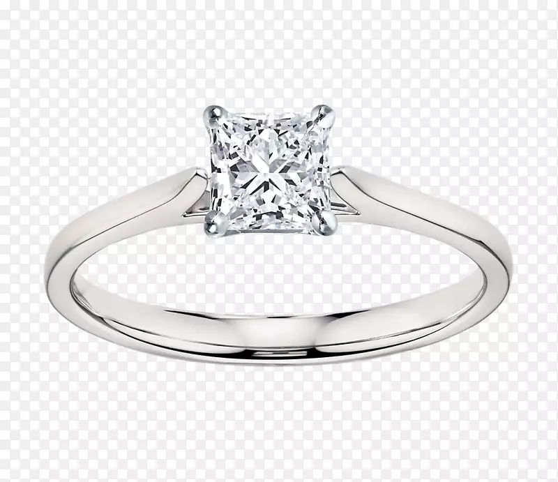 钻石结婚戒指公主切割订婚戒指-纸牌戒指