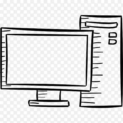 电脑监控电脑图标黑白主机