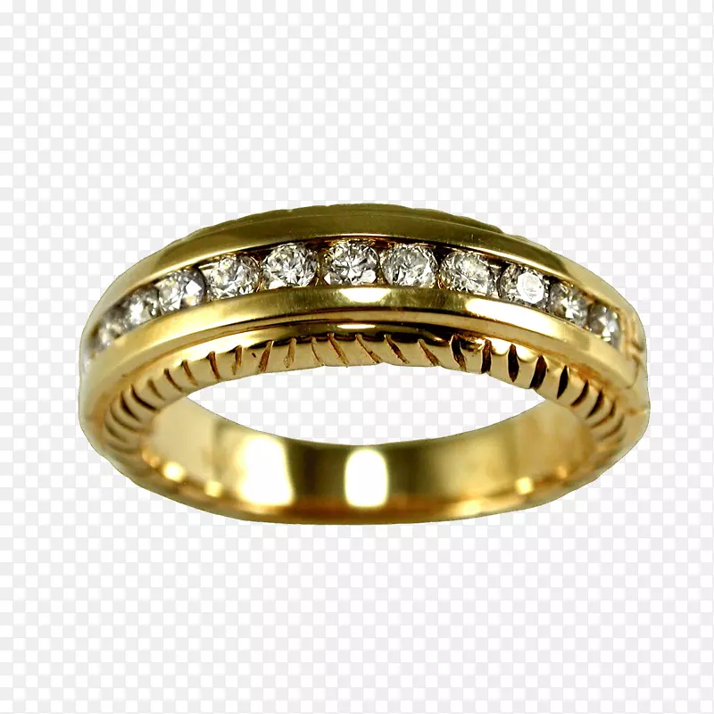 结婚戒指，金银钻石-钻石饰面