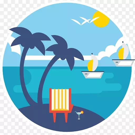 旅游套餐代理旅游电脑图标-夏日海滩椰树游戏