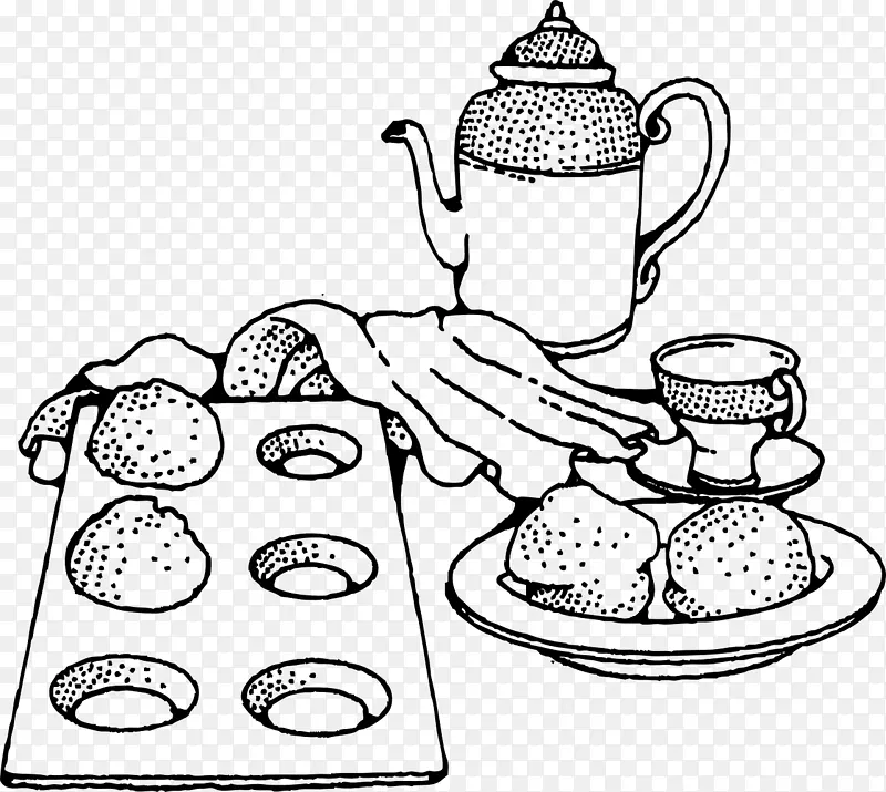 早餐卷煎饼丰盛早餐剪辑艺术-牛角面包剪贴画