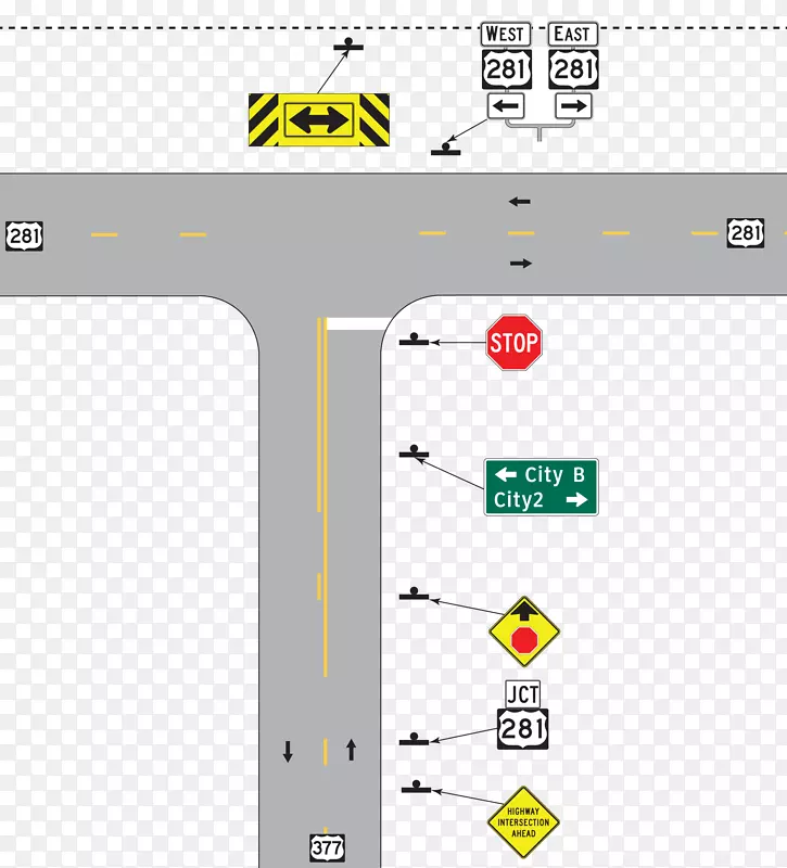 三通交叉口道路交通信号定时城市道路装饰元素
