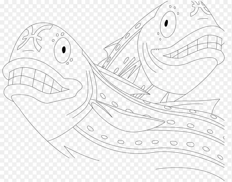 爬行动物线艺术素描-双鱼座