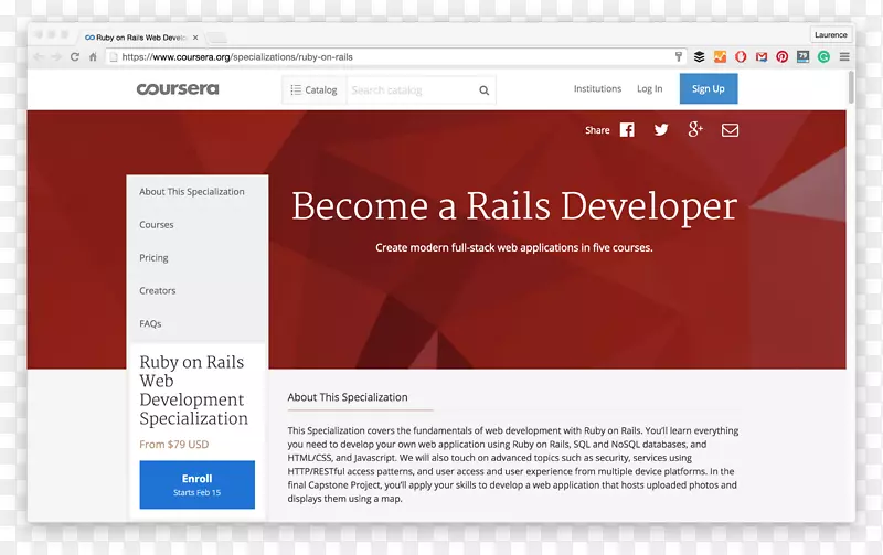Web开发课程ruby on Rails解决方案栈计算机编程.web设计