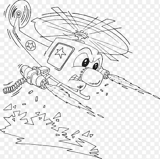 攻击直升机飞机着色书剪贴画.直升机