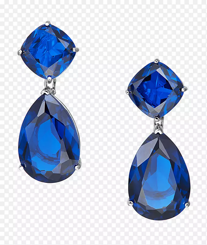 蓝宝石耳环蓝色宝石珠宝蓝宝石