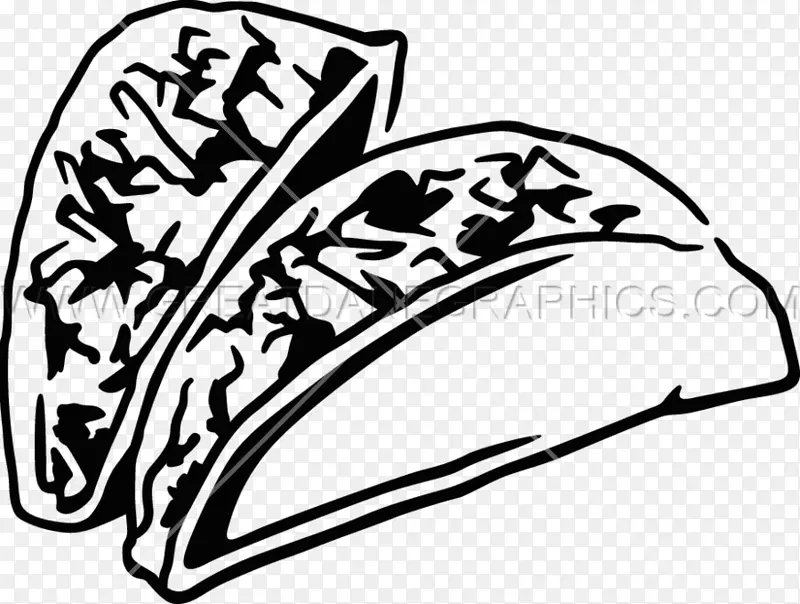 墨西哥塔可美食黑白玉米煎饼剪贴画