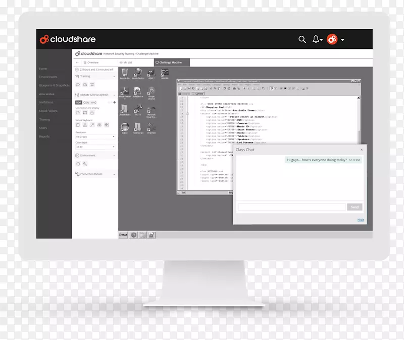 CloudShare培训计算机程序计算机监视器-云共享