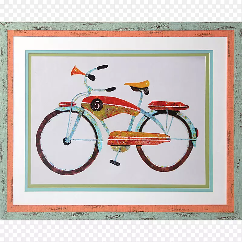 自行车架绘画艺术画布版画