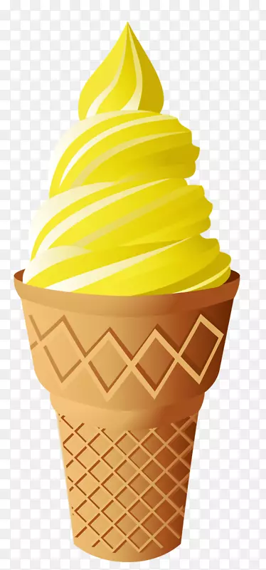 冰淇淋锥，圣代灰泥.带黄色条纹的复古阳光