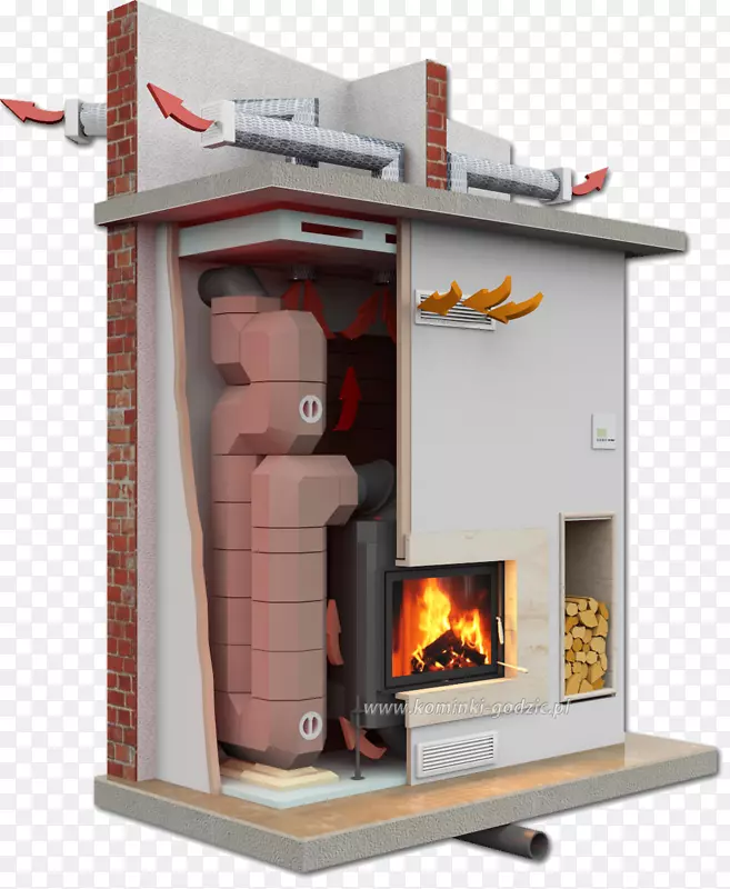 木炉子砌体加热器壁炉插入烟囱